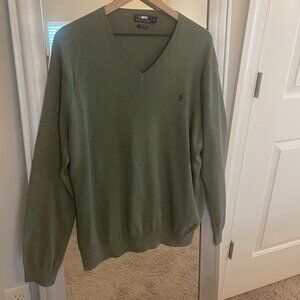 Polo Ralph Lauren Men's Green V Neck Long Sleeve Pima Cotton Pullover Sweater XL